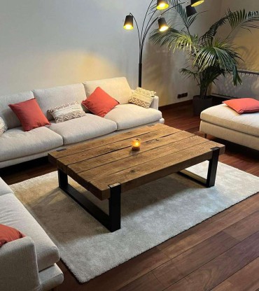 Table basse chêne pieds encastrés