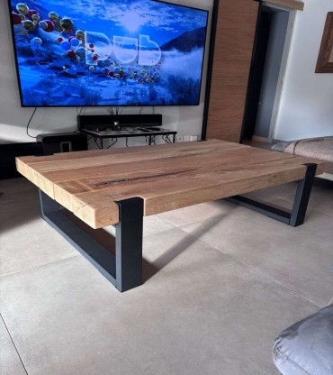 Table basse chêne pieds encastrés