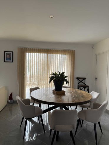 Square iron and wood dining table