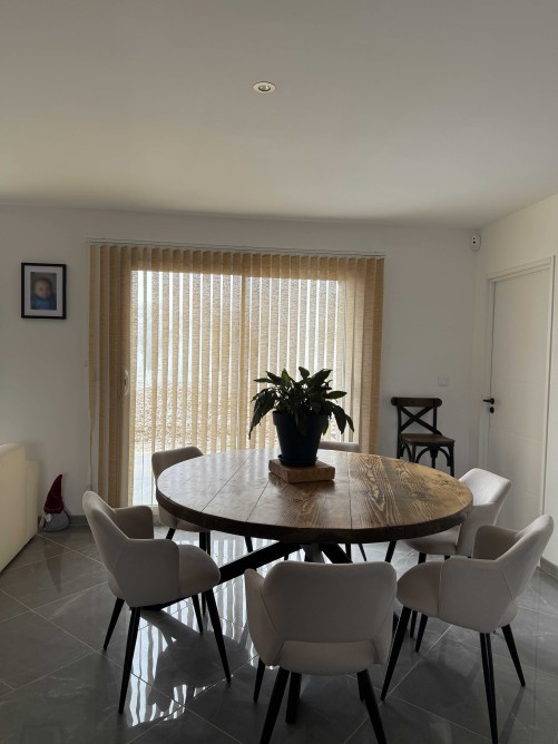 Square iron and wood dining table