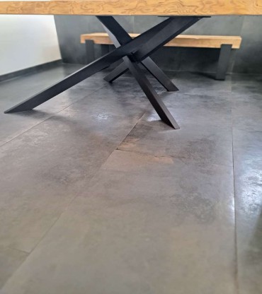 Square iron and wood dining table