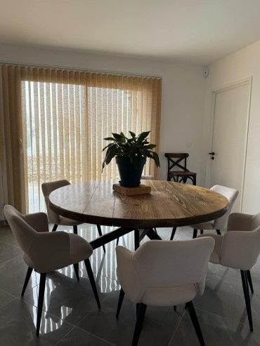 Table de salle à manger carrée fer et bois