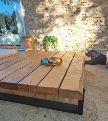 Table basse chêne et acier