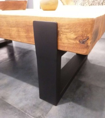Oak and steel coffee table